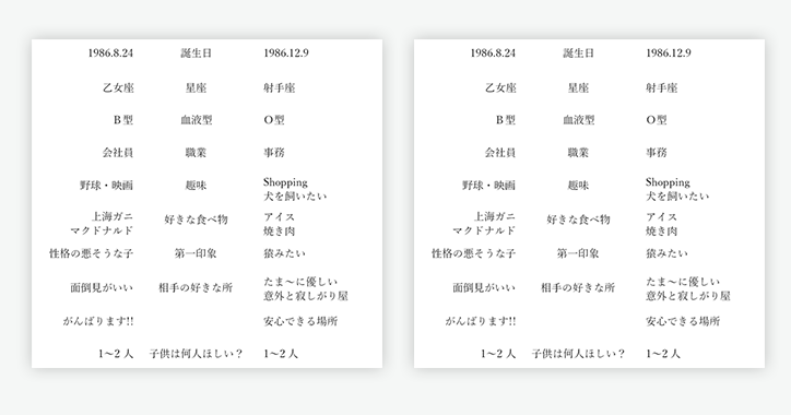 席次表 プロフィール面アレンジ例 見開きページ、新郎新婦様の写真掲載ナシ『bouquet ブーケ 』店主のブログ