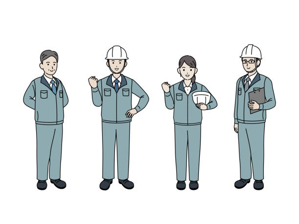 工場の女性作業員 上半身 のイラスト商用可・フリーイラスト素材ソコスト