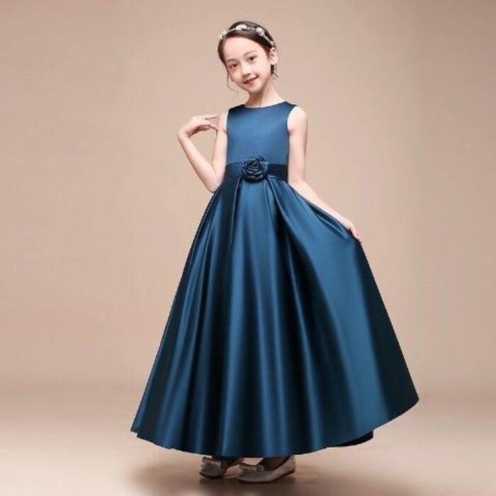 子供ドレス 発表会ドレスシルバー 袖あり ジュニア 女の子 ロング コンクール ワンピース 結婚式 キッズ 160 150 140 こども フォーマルDRESCCO-デザイナーズ子供ドレス・キッズフォーマル専門店 結婚式・発表会に