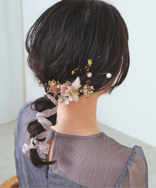 結婚式のお呼ばれに最適な金箔ヘアセット✨