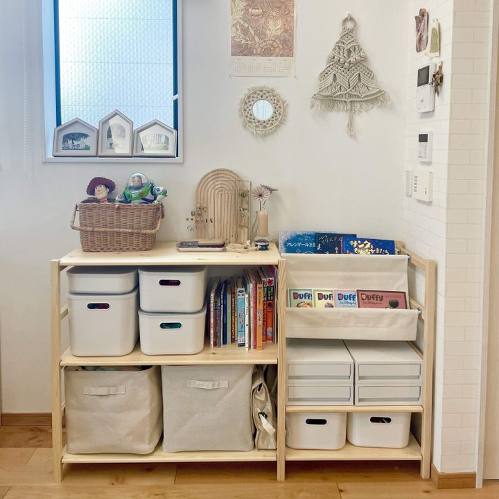 無印良品 シェルフ 本棚 おもちゃ入れ ラック タナ スタッキング おもちゃと絵本収納は無印良品