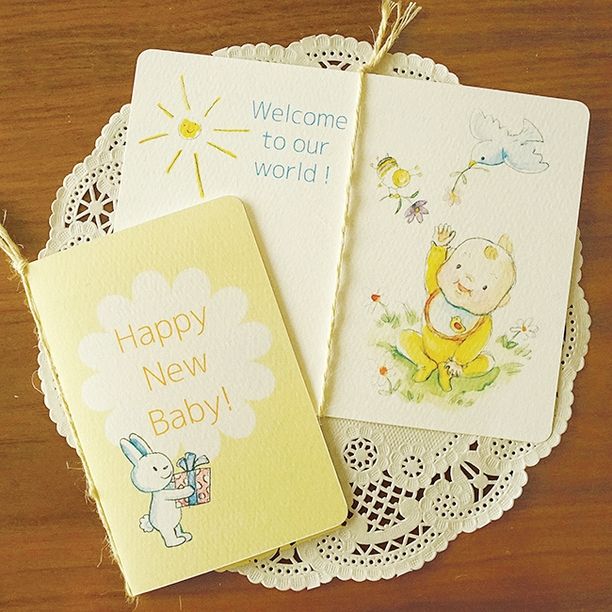 出産祝いカード カゴ＆クルマ＆ベビーカー＜ミニメッセージカード＞ メッセージカード mon livre 通販 12112510Creema クリーマ