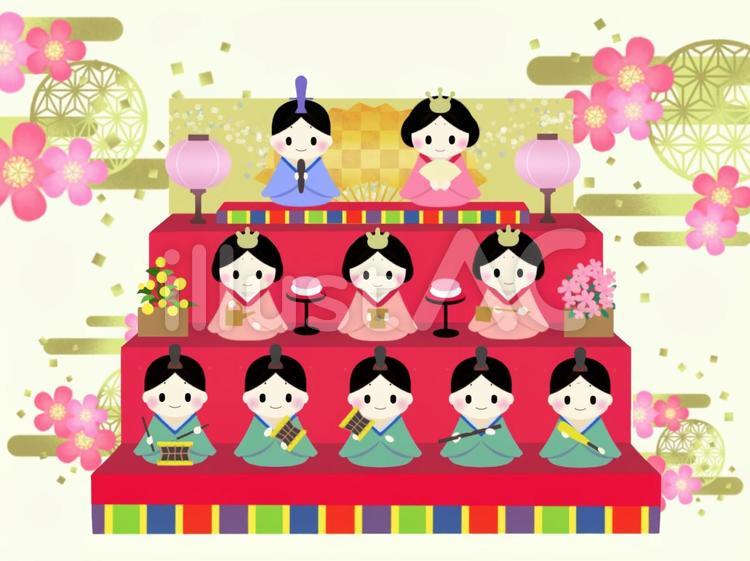 かわいいひな人形のイラスト：イラスト無料