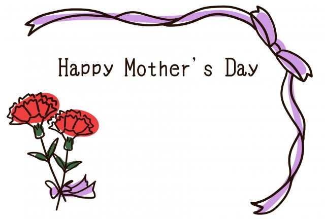 ボールペンで描いた女の子のイラストが可愛い、母の日のメッセージカードさきちん絵葉書