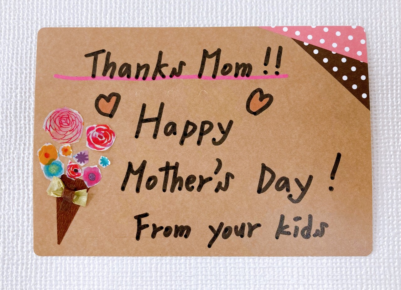 カーネーションのフレームのある母の日メッセージ筆文字ロゴ無料イラスト素材素材ラボ