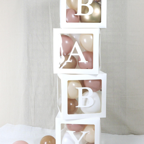 EMISSU ベビーシャワーボックス デコレーション 透明バルーンボックス 文字付き 赤ちゃんの誕生日パーティー ベビーシャワー 結婚式の装飾プロポーズデコレーションピンク