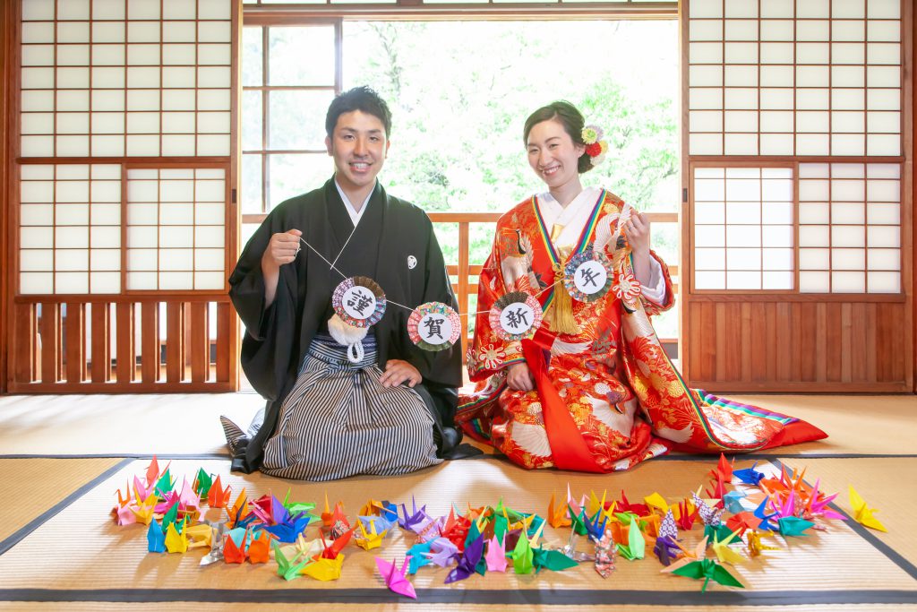 紅白 結婚しましたガーランド結婚式前撮りアイテム、ウェディング小物のアトリエ・キサ