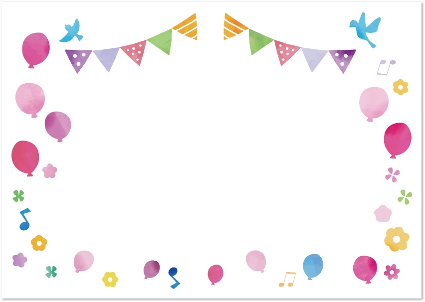 大きなリボン 卒園式のフレーム枠イラスト画像素材 白黒 モノクロ