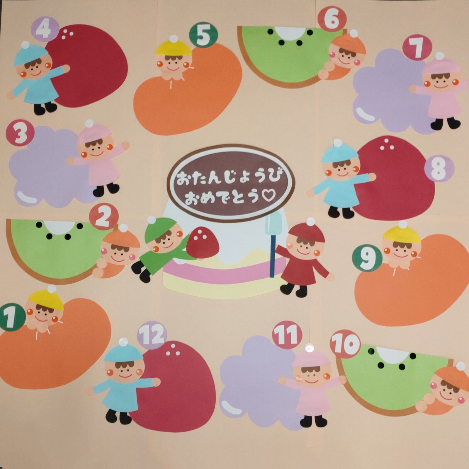 お誕生日表 お誕生表 誕生日表 壁面 壁面飾り 保育 かわいい スイーツ
