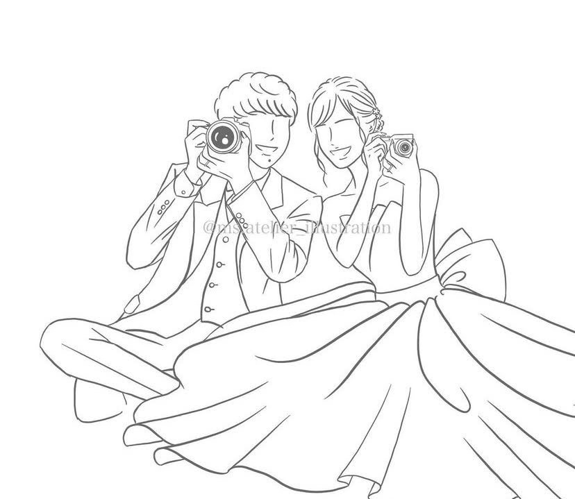 手を繋ぐカップル線画イラスト - No: 22254128無料イラスト・フリー素材なら「イラストAC」