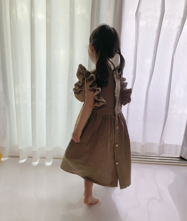 リバティプリント生地使用❃︎2wayリボンワンピース 90 エデナム ネイビー リバティワンピース - 子供服の