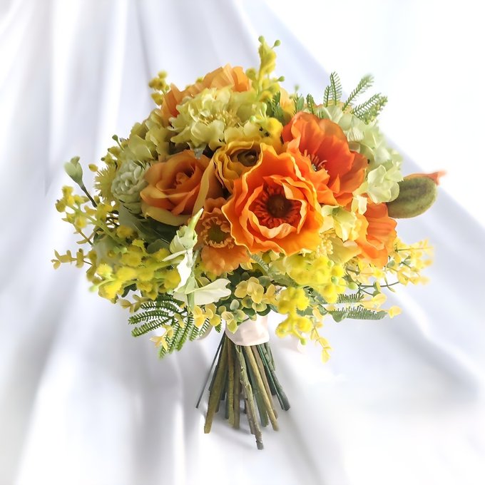 楽天市場 ミモザ リースブーケ 鮮やか ナチュラル 「愛は永遠に続く」バラ 黄色 白 送料無料 ブーケ ミモザ ウエディングブーケ ウェディングブーケ結婚式 ブライダル ブーケ ブートニアセット ２点セット フォトウェディング 個性的 前撮り 海外挙式 : HanaSakie