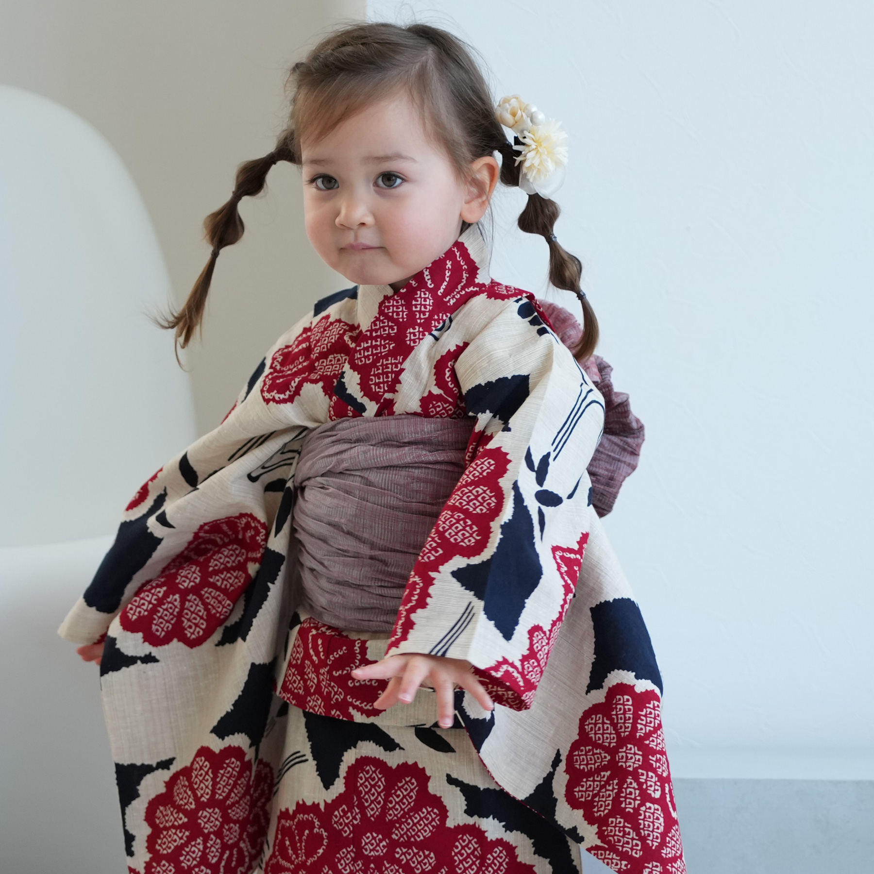 浴衣 子供 女の子 子供浴衣セット 浴衣+帯浴衣2点セット「クリームイエロー アネモネ」110cm 120cm 130cm 140cm 150cm こども子ども キッズ ジュニア ゆかた 花火大会 夏祭り 夕涼み yukata set メール便不可 ss2506kkd10京都きもの町