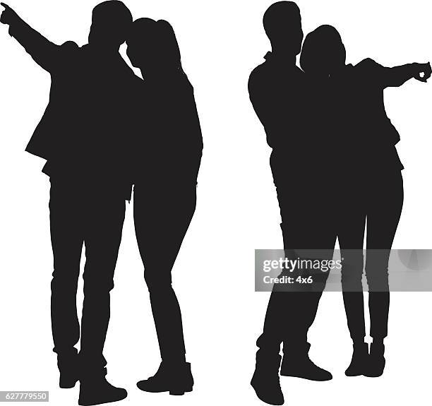 寄り添う カップル 後姿 男女のイラスト素材 - PIXTA