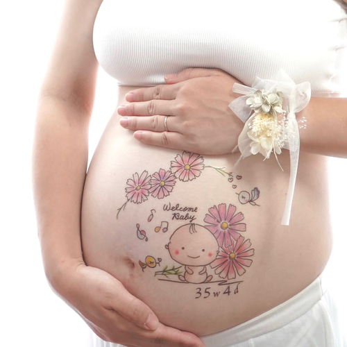 Amazonマタニティ フォト 用 ボディシール 手書き風メッセージ ベリーペイント 風 タトゥシール並行輸入品OoHANAタトゥー用品 通販
