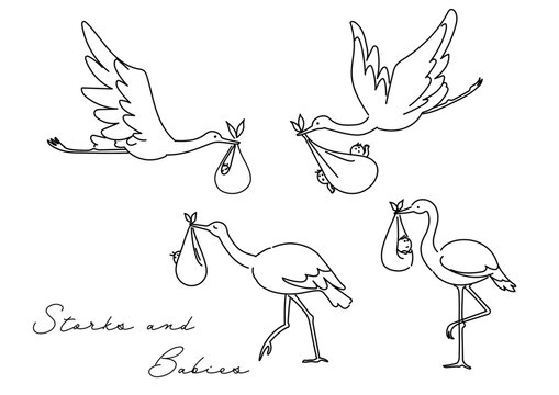 赤ちゃんとコウノトリのイラスト ｂａｂｙ 無料イラスト フリー素材