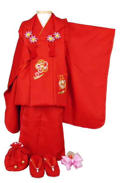 七五三 着物フルセット 3歳用女の子 赤 ピンク 七五三 三歳女の子 着物レンタル