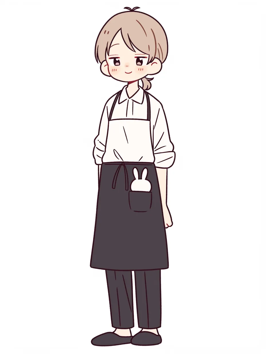 お辞儀をする緑エプロン三角巾姿の女性 マスク着用- フリー素材集「イラストのっく」