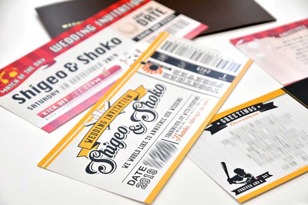 楽天市場 招待状 印刷込 完成品 「チケット風クラフト招待状」結婚式 : 結婚式メモリアルギフト ファルベ