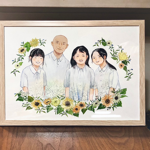 家族の似顔絵記念日・プレゼントならオレンジスマイル