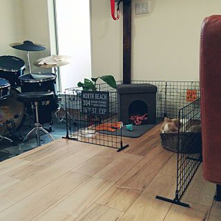 子犬を迎える準備 インテリアに馴染むケージとトイレとハウスを置きました Living Roomわが家のここち