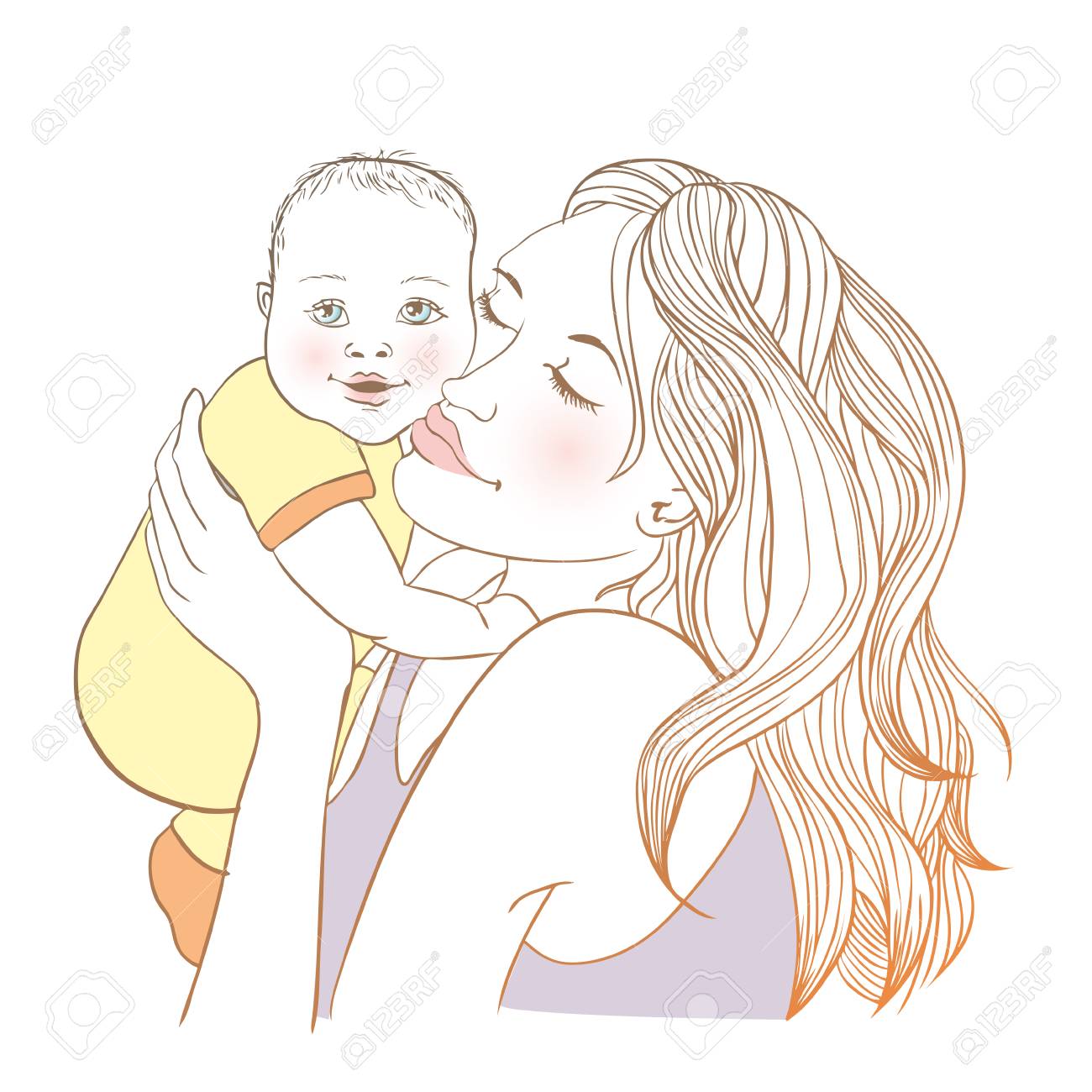 フリーイラスト泣いている赤ちゃんを抱くママパブリックドメインQ：著作権フリー画像素材集