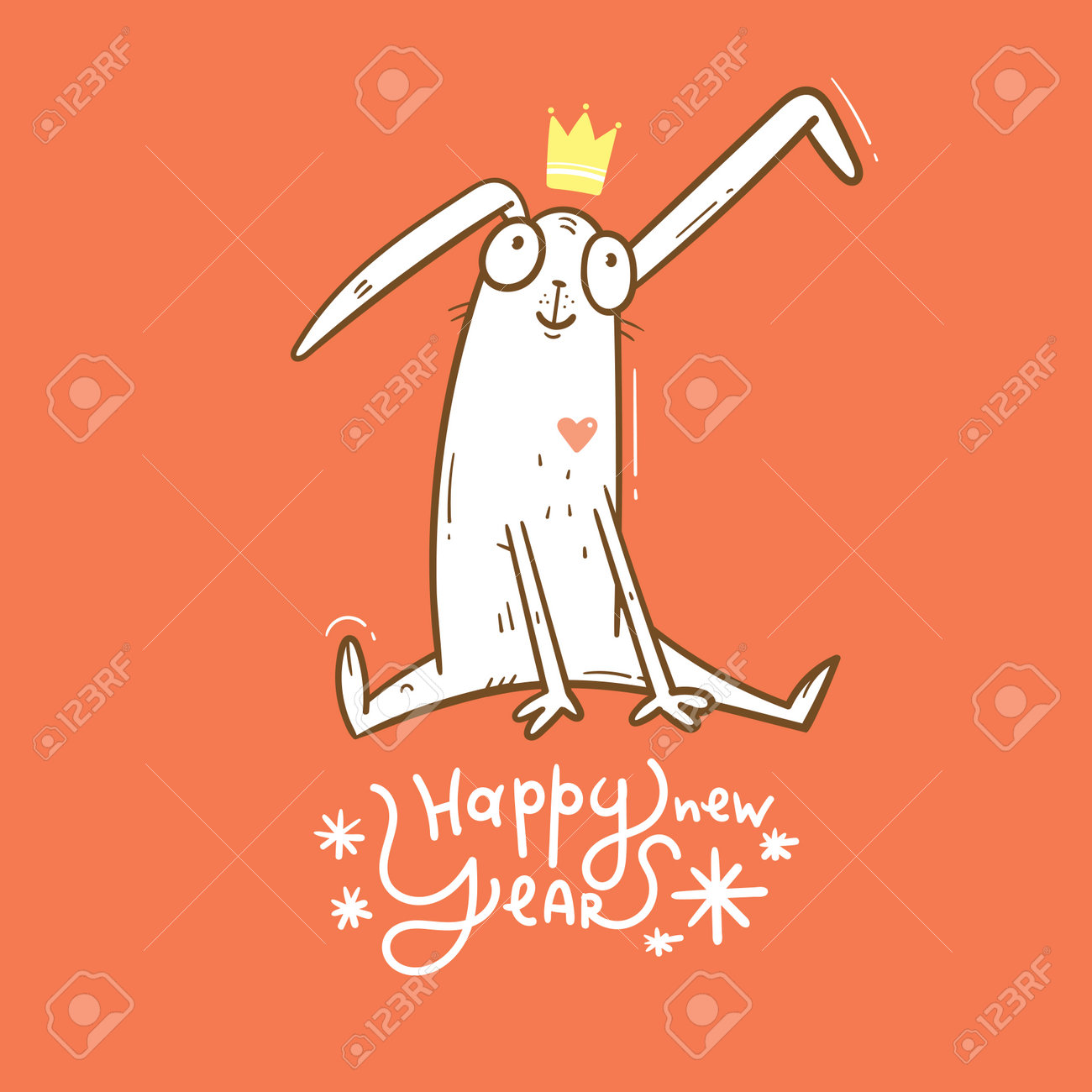 月にいるウサギ - 卯年の面白い年賀状イラスト