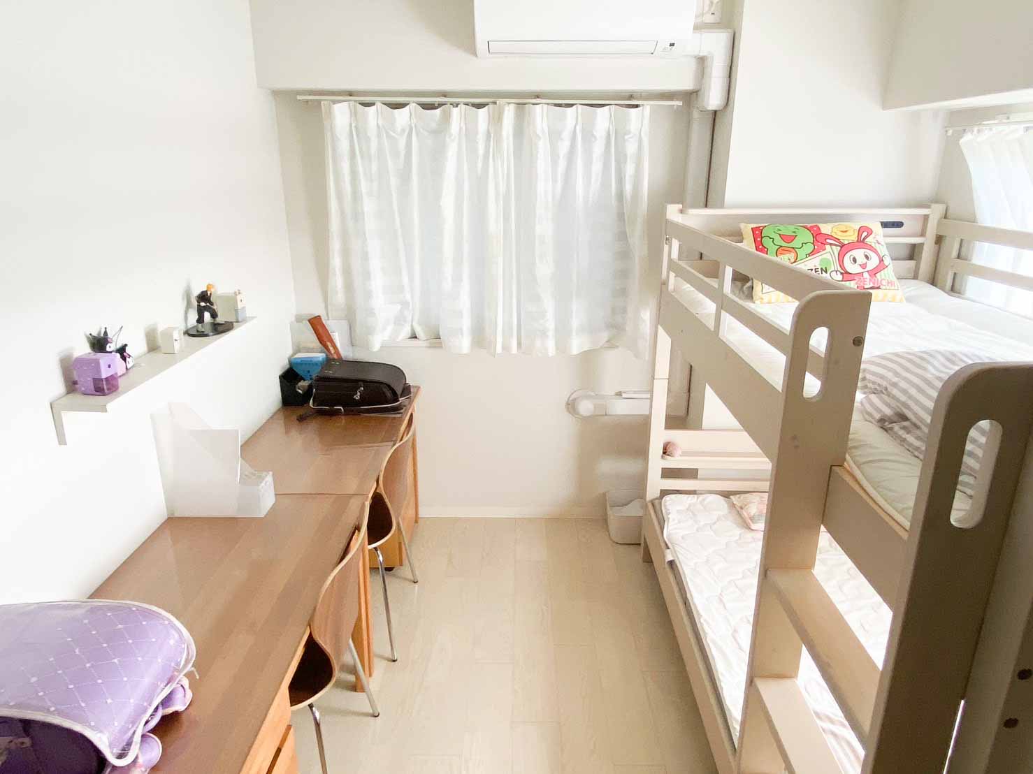 2人で7畳の子供部屋の活用 洋服の収納と間仕切り棚と受験勉強 - 福岡片付け家事代行整理収納アドバイスならとりのくらし