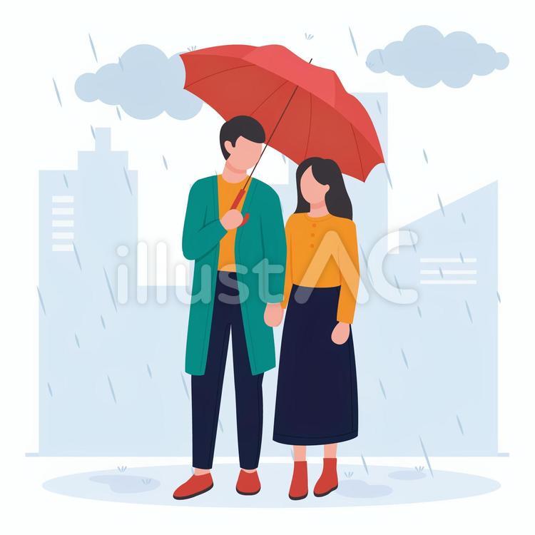雨 相合傘 カップル デートの写真素材 - PIXTA