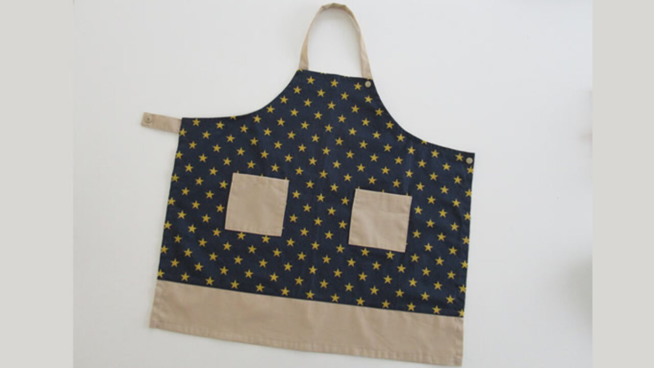 オリジナル型紙 5-009三角巾つきこどもエプロン作り方 - 縫いナビ 生地のマルイシ