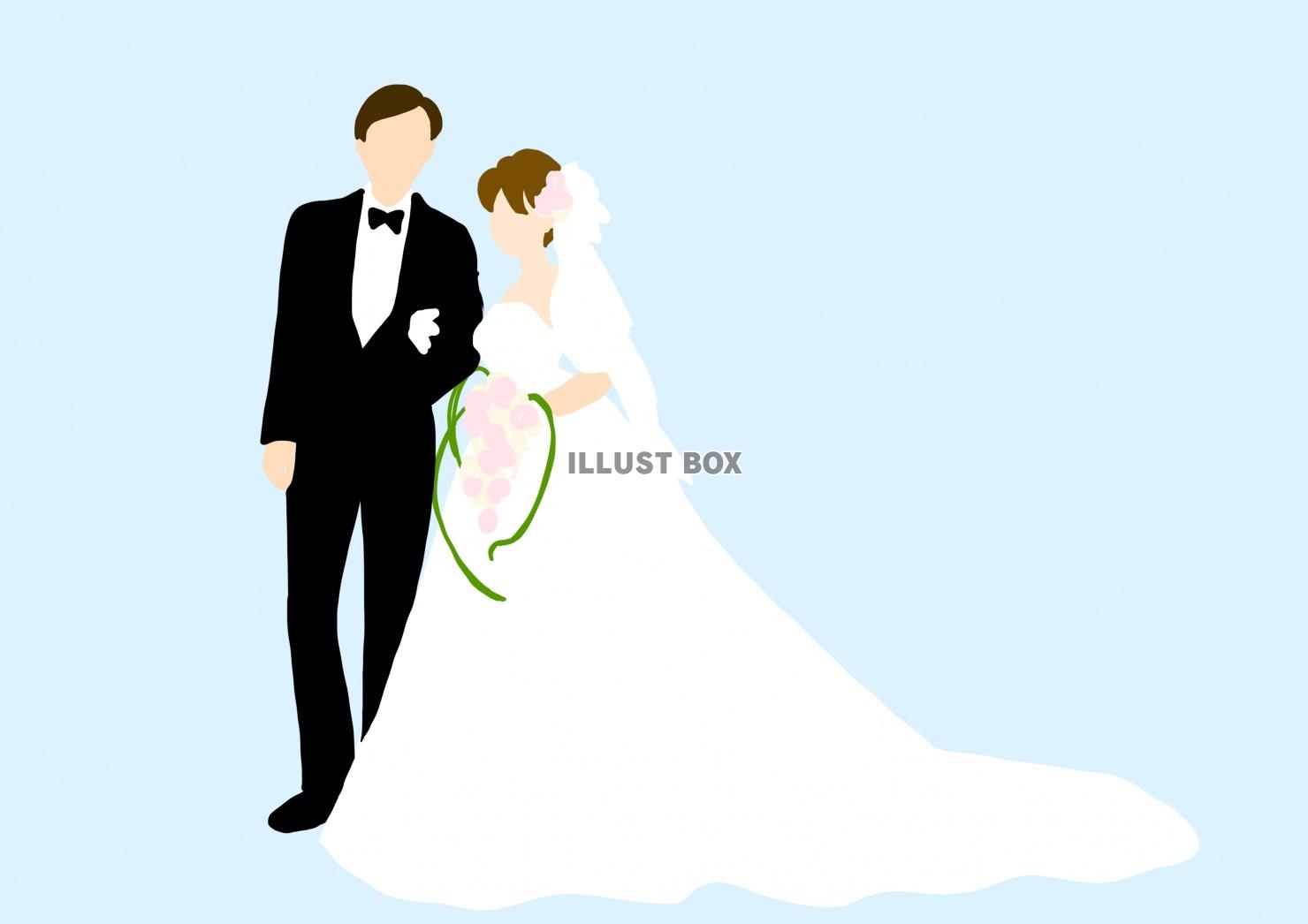 結婚のイラストNo.111『ウェディングドレス姿』 無料のフリー素材集 花鳥風月