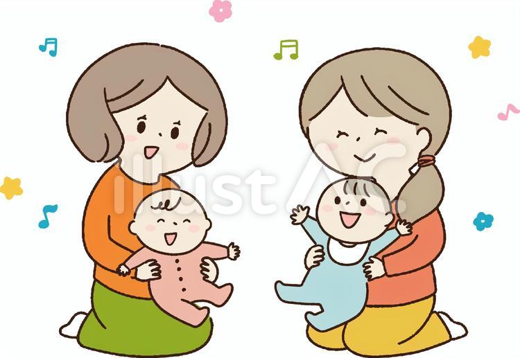 集団、家族、親子、子供、複数、友達、グループ、仲間、母、娘、息子、女の子、男の子、幼児、元気、健康、スキンシップ、愛情、成長、手をつなぐ、リトミック、ダンス、体操、楽しい、嬉しい、遊ぶ- イラスト作品紹介イラスト＆写真のストックフォトwaha ワーハ