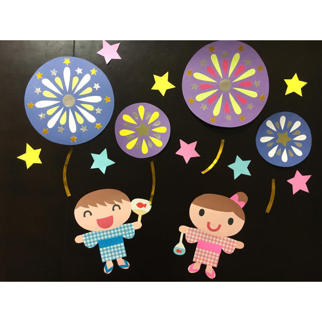 壁面飾りにも！子どもと一緒に作る花火の製作 作り方 夏の製作にじいろランド note園