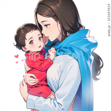 子どもを抱っこするお母さんのイラスト素材173156753 毎月1点無料 フリー のストックフォト イメージマート