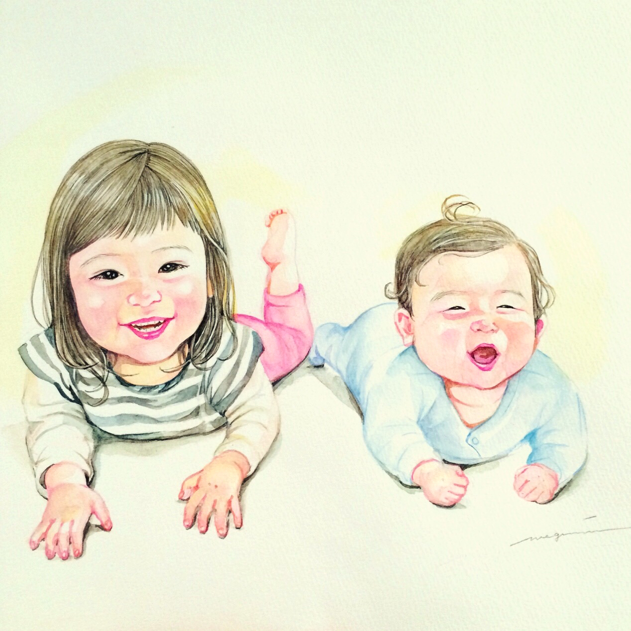 やっぱり子供はかわいい *´∇｀*プレゼント・ウェルカムボードに！ ヒロノブイラスト似顔絵日記