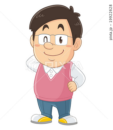 父の日_笑顔の父：イラスト無料