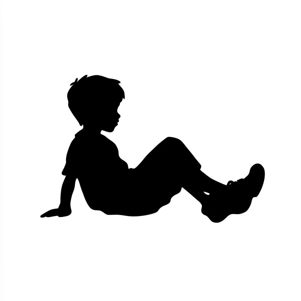 子供無料のAi・PNG白黒シルエットイラスト