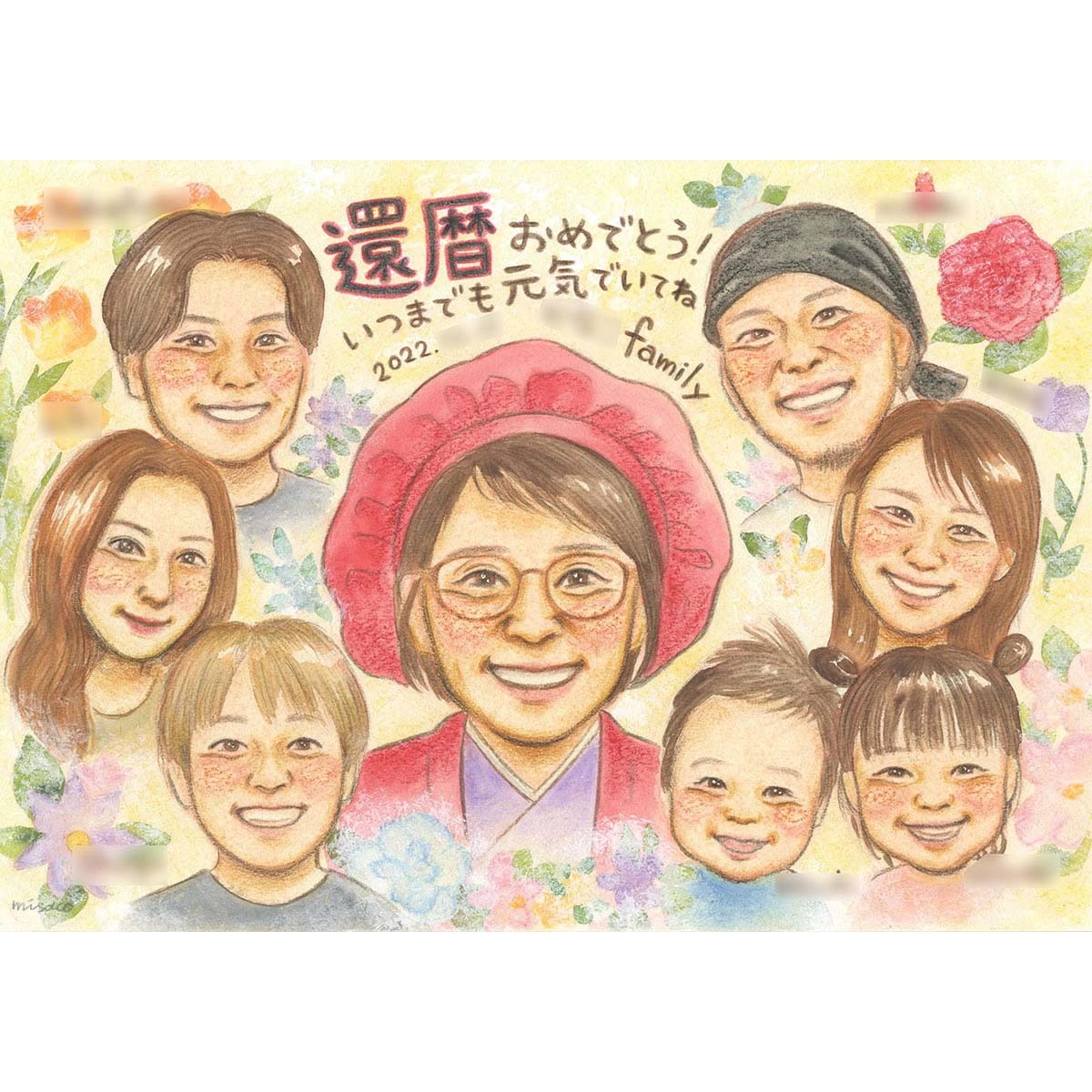 🩷 アイコン用にと ご家族の似顔絵のご依頼をいただきました♡イラストillustrater似顔絵屋さん落書きイラストレーター似顔絵イラスト絵illustrationレトロかわいいカラフル贈り物オリジナルイラスト女の子イラスト似顔絵オーダーjapan