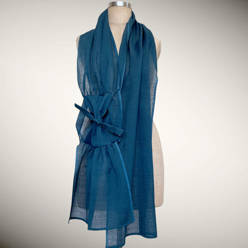 InDream シルク オーガンジー ストール ブルーグレー 結婚式 ストール パーティー 古希 お祝い 敬老の日 ギフト