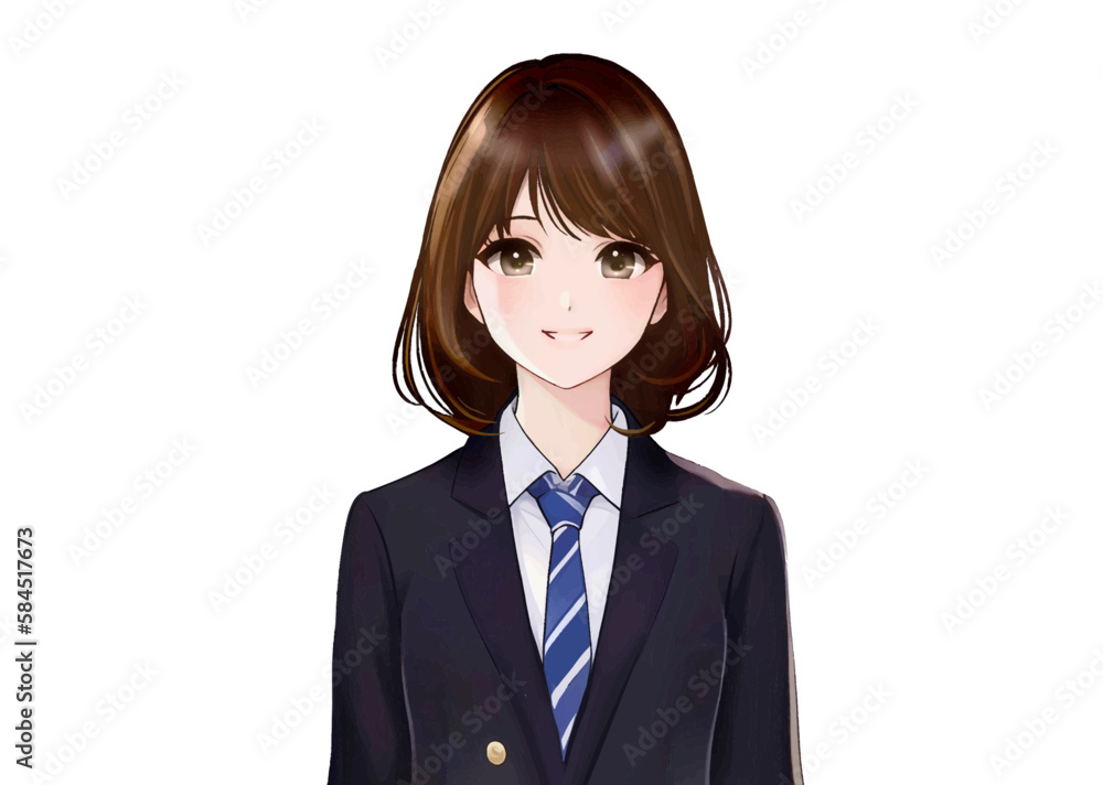 入学式に向かう女子高生 イラスト：イラスト無料