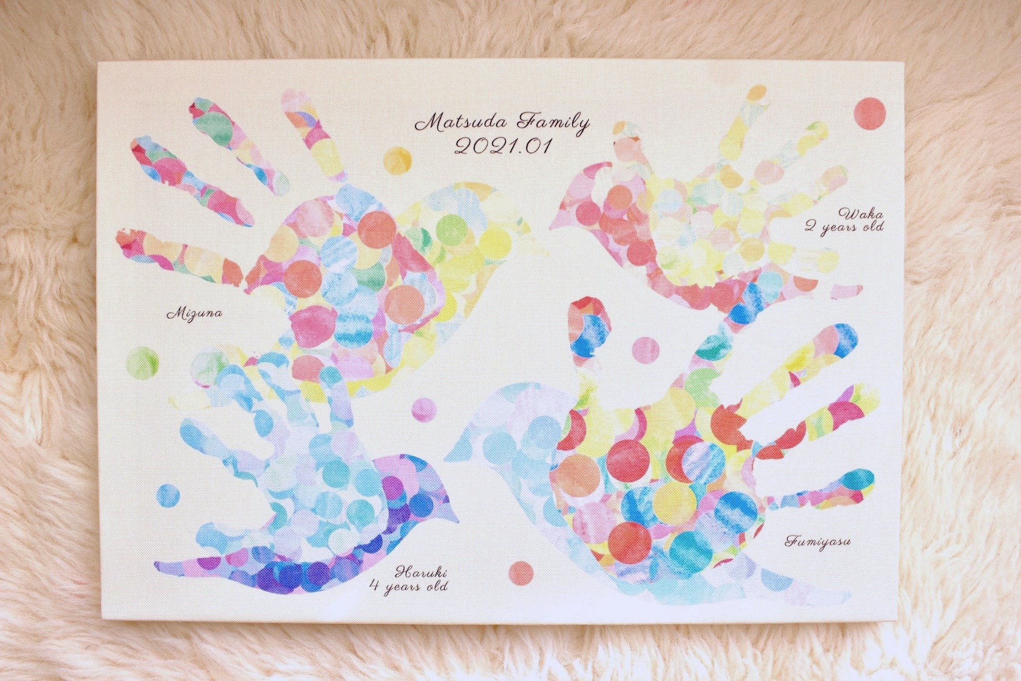 A3サイズ・送料込み 家族手形台紙〜モノクロ写真〜大好きなパパ・ママと♪ 成長の一瞬をカタチにAoi.design〜家族 のためのメモリアル・デザイン