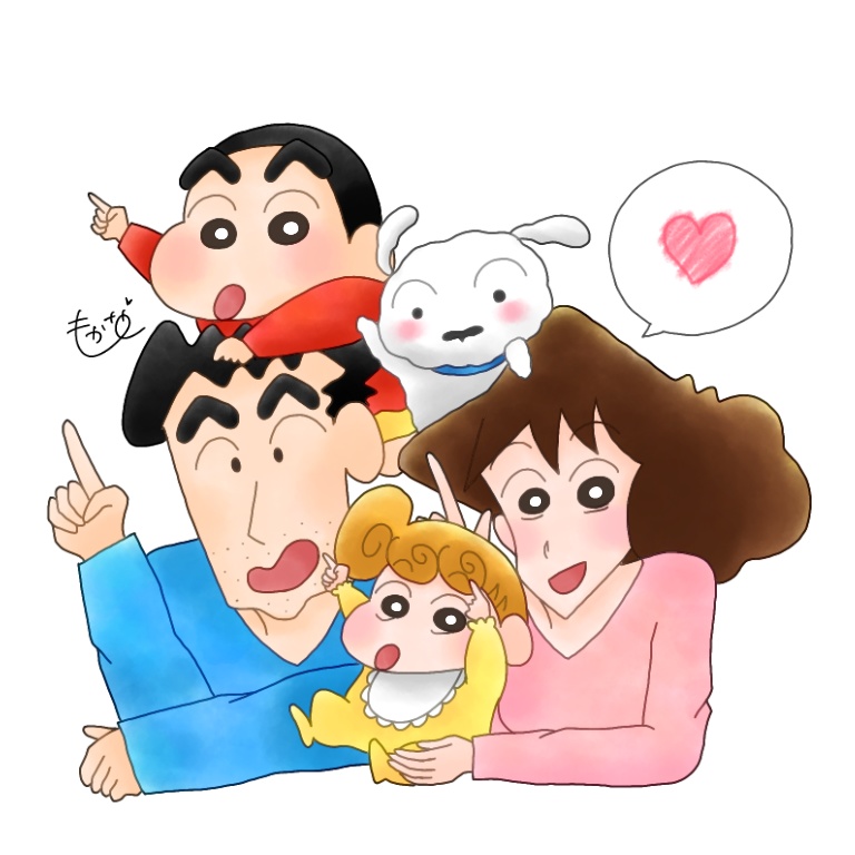 セル画 クレヨンしんちゃん しんのすけ ひまわり みさえ ひろし 野原一家 クレヨンしんちゃん家族構成はどう