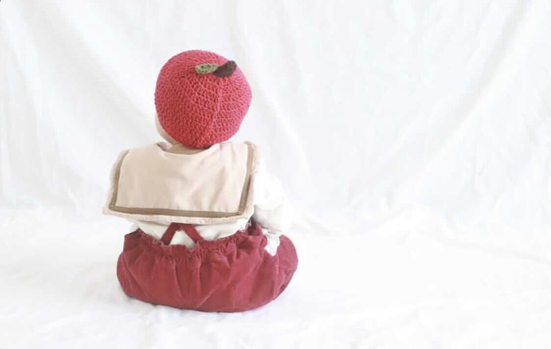 りんご帽子♡ 手編み 編み物 毛糸 アクリル キッズ 子供 帽子 ベビー・キッズamiami♪ 通販 6261799Creema クリーマ