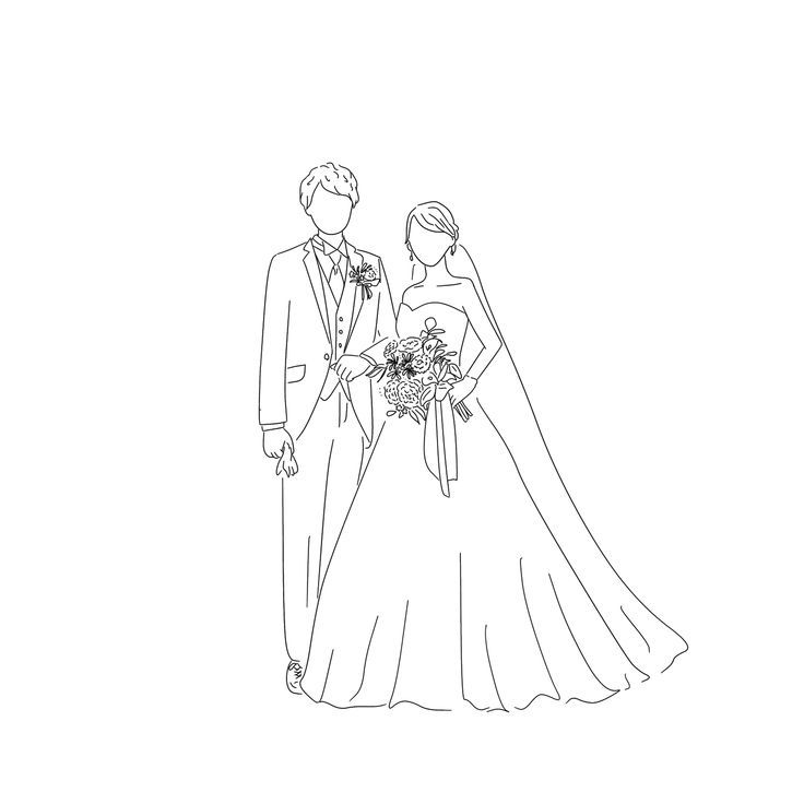 ウェディングイラスト素材カット-11「新婦・花嫁イラスト」 - ごくうの動く似顔絵