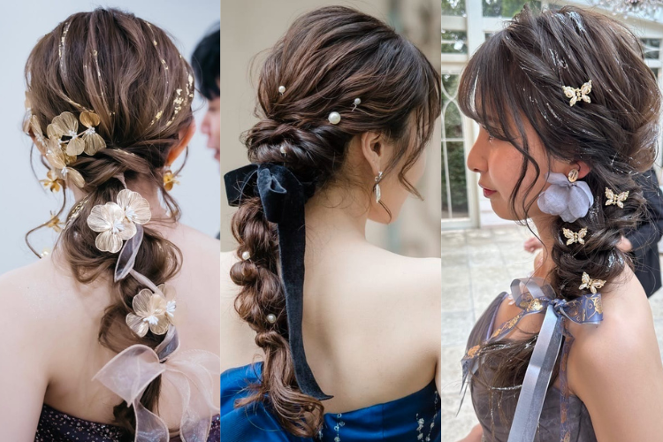 袴ヘア サイド編みおろしTikTok