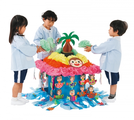 祭りダンボール製おみこし 神輿 全長2ｍ×高さ75cm 軽量 組立て式 園児さん