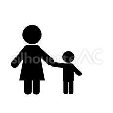 家族・親子のシルエット無料のAi・PNG白黒シルエットイラスト