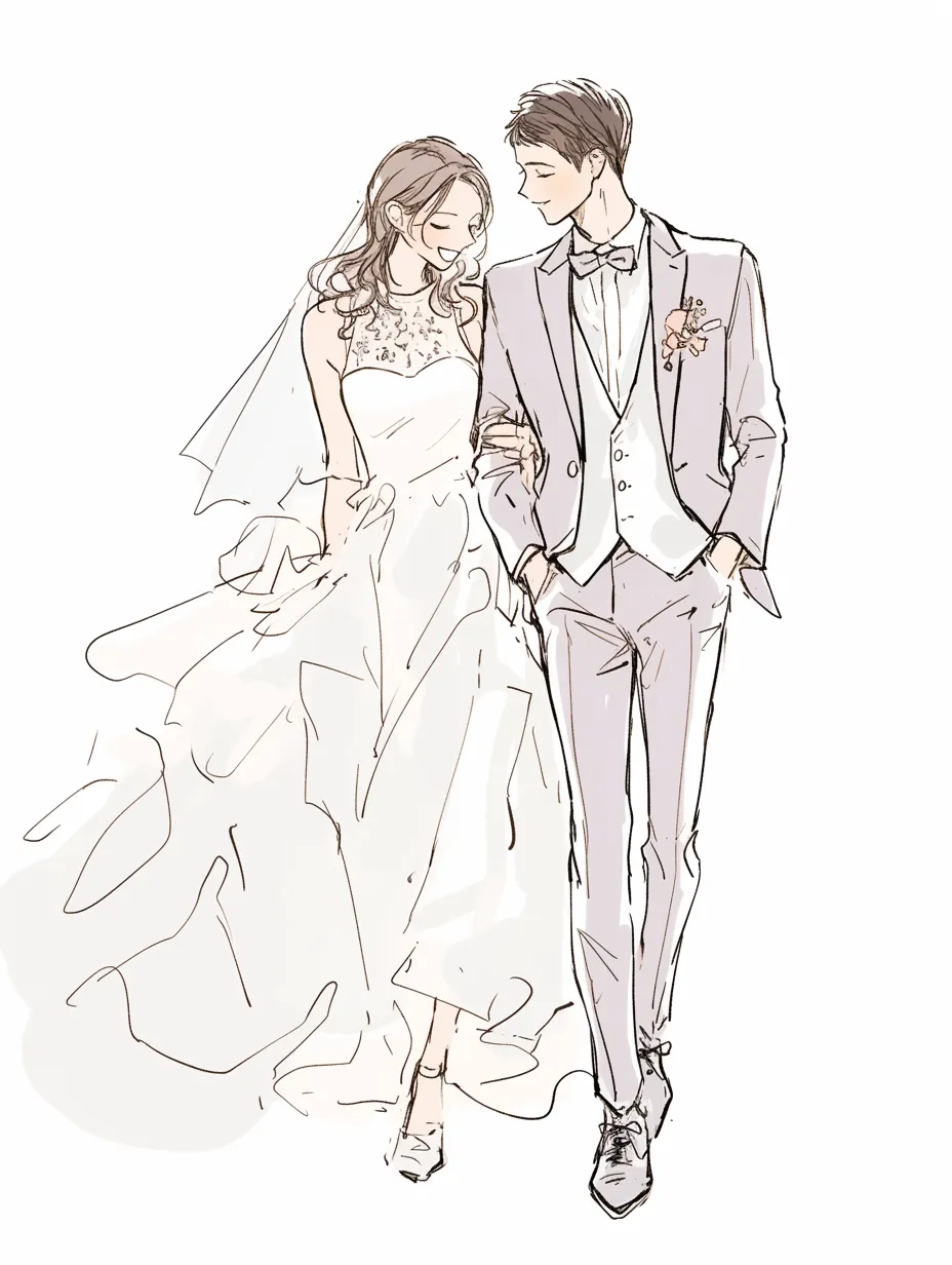 無料イラスト結婚式を挙げる新郎新婦パブリックドメインQ：著作権フリー画像素材集