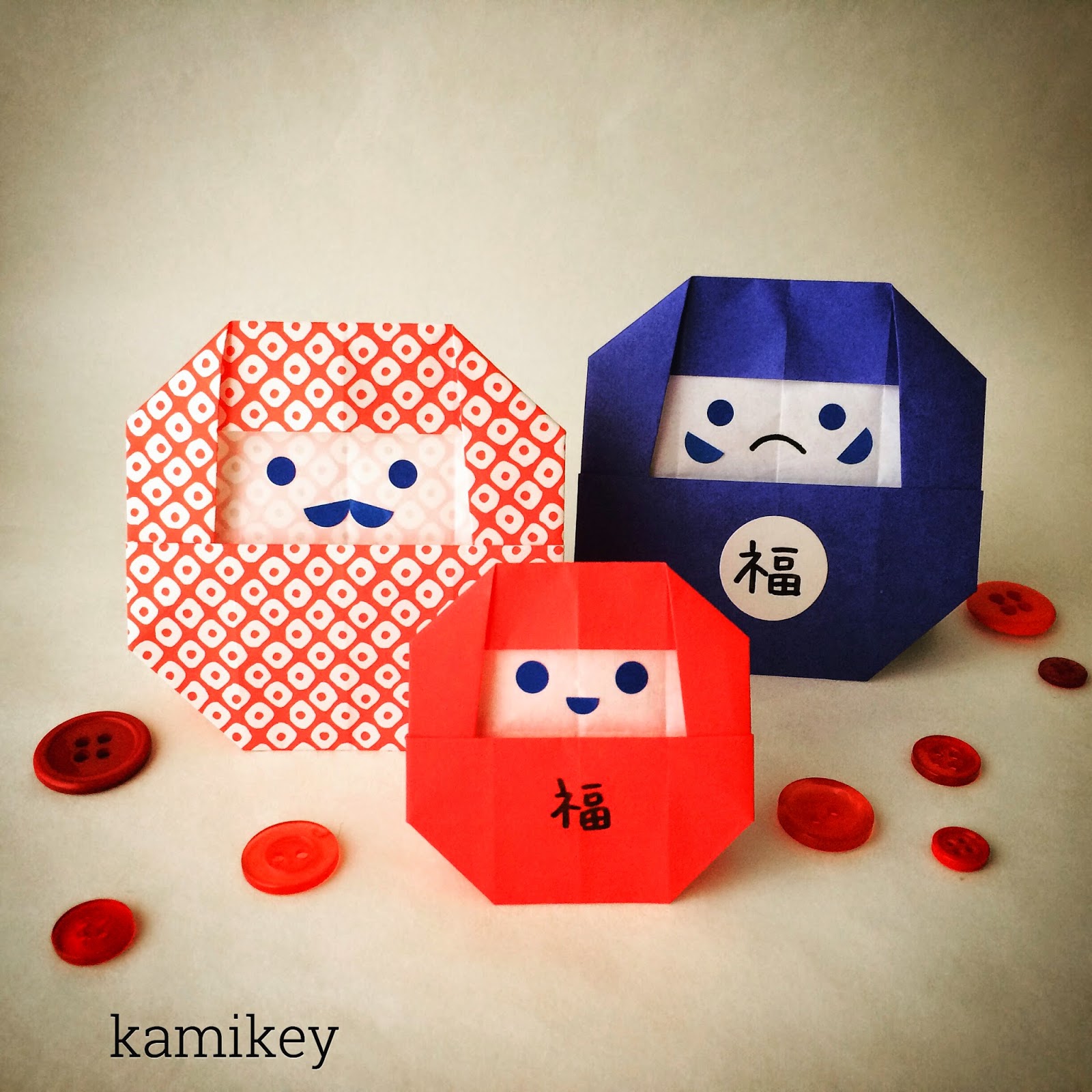 だるまの折り紙。簡単に子どもでも、かわいい1月のお正月飾りが作れます♪幼稚園や保育園児にも最適です。おりがみっこⅡ