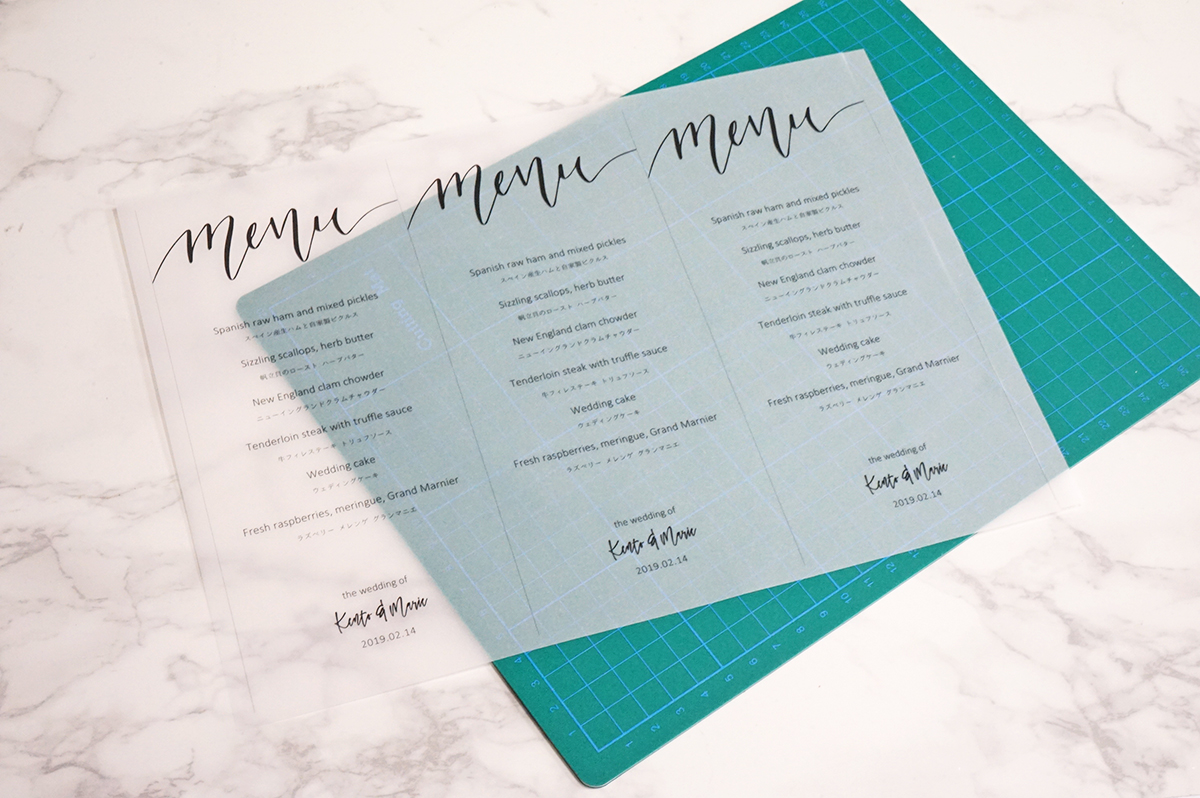 トレーシングペーパーで結婚式メニュー表を手作りしよう無料テンプレートARCH DAYS